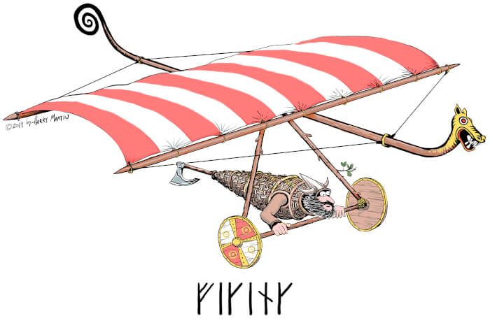 Viking hang glider pilot | Harry Martin Cartoons